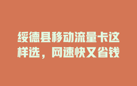 绥德县移动流量卡这样选,网速快又省钱