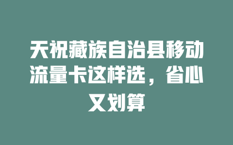 天祝藏族自治县移动流量卡这样选，省心又划算
