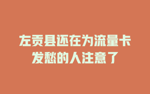 左贡县还在为流量卡发愁的人注意了