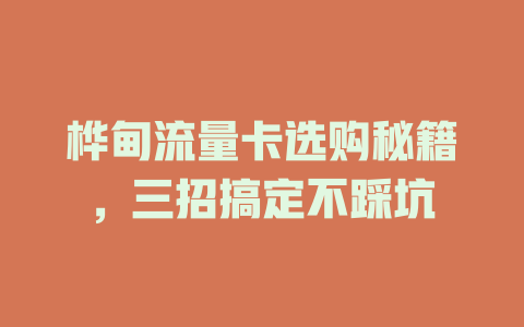 桦甸流量卡选购秘籍，三招搞定不踩坑