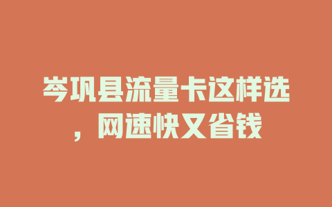 岑巩县流量卡这样选，网速快又省钱