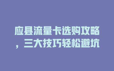 应县流量卡选购攻略，三大技巧轻松避坑