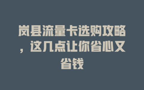 岚县流量卡选购攻略，这几点让你省心又省钱