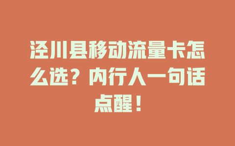 泾川县移动流量卡怎么选？内行人一句话点醒！