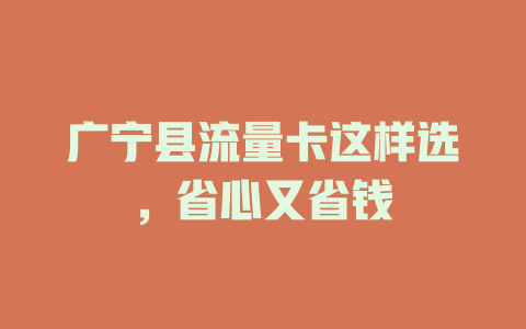 广宁县流量卡这样选，省心又省钱