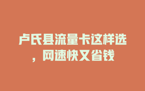 卢氏县流量卡这样选，网速快又省钱