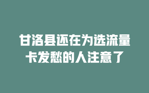 甘洛县还在为选流量卡发愁的人注意了