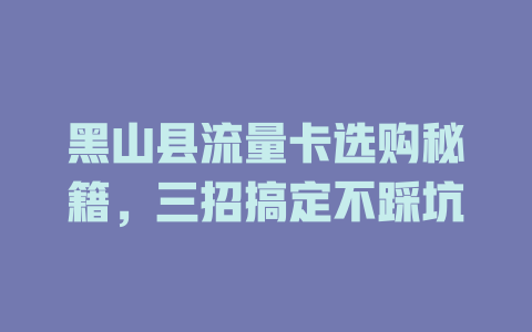 黑山县流量卡选购秘籍，三招搞定不踩坑