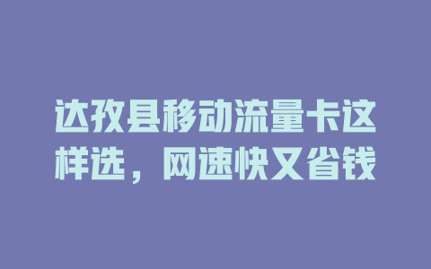 达孜县移动流量卡这样选，网速快又省钱