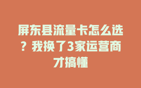 屏东县流量卡怎么选?我换了3家运营商才搞懂