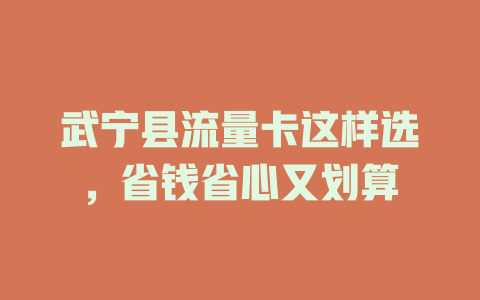 武宁县流量卡这样选，省钱省心又划算