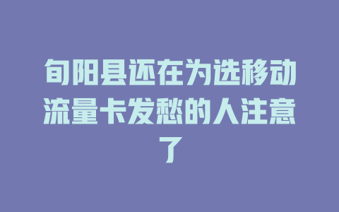 旬阳县还在为选移动流量卡发愁的人注意了