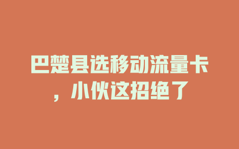 巴楚县选移动流量卡，小伙这招绝了