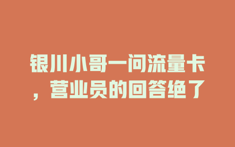 银川小哥一问流量卡，营业员的回答绝了