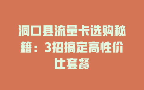 洞口县流量卡选购秘籍：3招搞定高性价比套餐