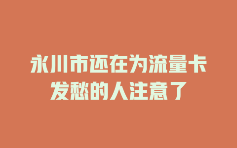 永川市还在为流量卡发愁的人注意了