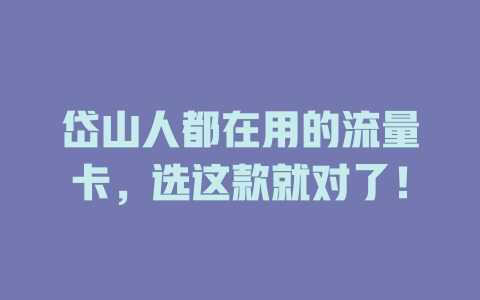 岱山人都在用的流量卡，选这款就对了！