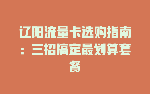 辽阳流量卡选购指南：三招搞定最划算套餐