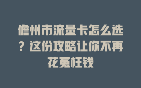 儋州市流量卡怎么选？这份攻略让你不再花冤枉钱