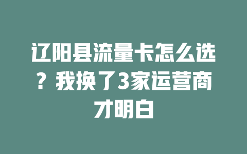 辽阳县流量卡怎么选？我换了3家运营商才明白