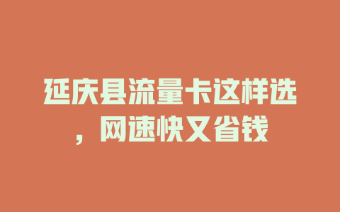 延庆县流量卡这样选，网速快又省钱