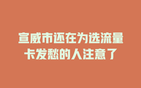 宣威市还在为选流量卡发愁的人注意了