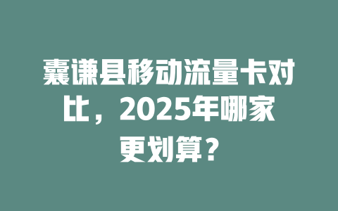 囊谦县移动流量卡对比，2025年哪家更划算？