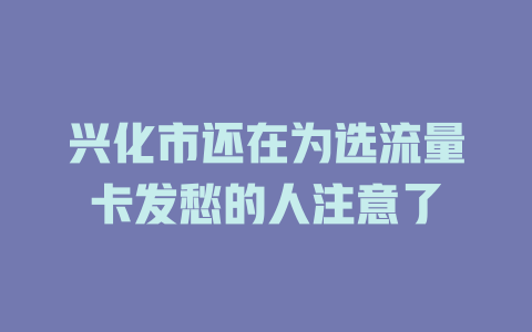 兴化市还在为选流量卡发愁的人注意了