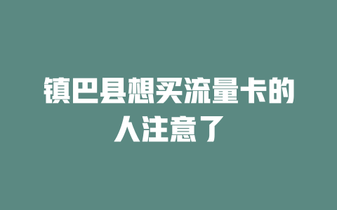 镇巴县想买流量卡的人注意了