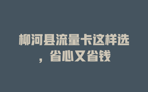 柳河县流量卡这样选，省心又省钱