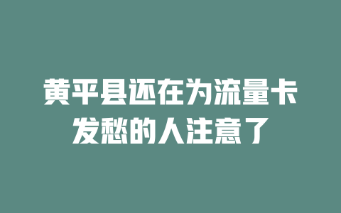 黄平县还在为流量卡发愁的人注意了