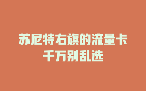 苏尼特右旗的流量卡千万别乱选