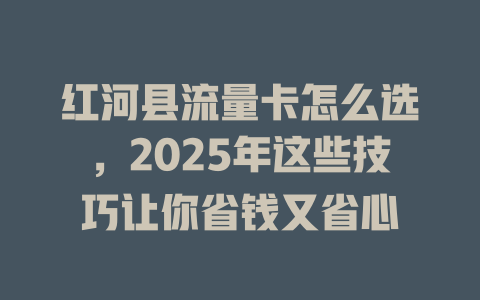 红河县流量卡怎么选，2025年这些技巧让你省钱又省心