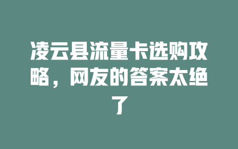 凌云县流量卡选购攻略，网友的答案太绝了