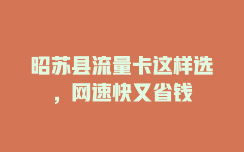 昭苏县流量卡这样选，网速快又省钱