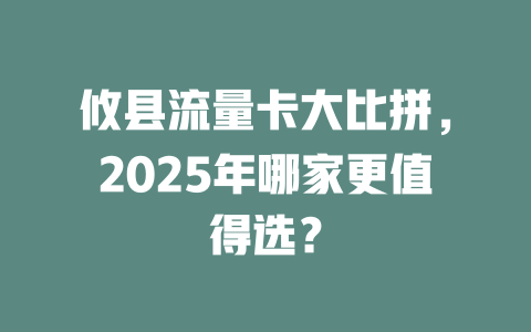 攸县流量卡大比拼，2025年哪家更值得选？
