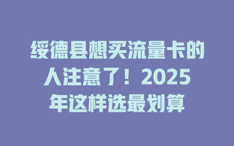 绥德县想买流量卡的人注意了！2025年这样选最划算