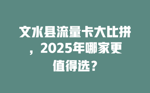 文水县流量卡大比拼，2025年哪家更值得选？