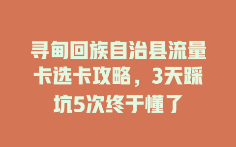 寻甸回族自治县流量卡选卡攻略，3天踩坑5次终于懂了