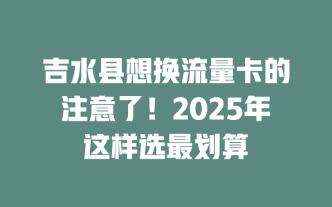 吉水县想换流量卡的注意了！2025年这样选最划算