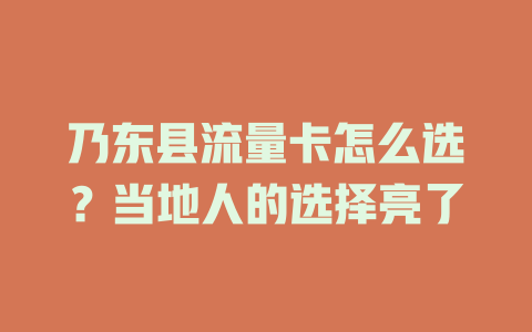 乃东县流量卡怎么选？当地人的选择亮了