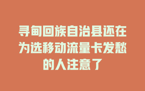 寻甸回族自治县还在为选移动流量卡发愁的人注意了