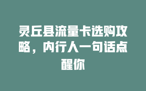 灵丘县流量卡选购攻略，内行人一句话点醒你