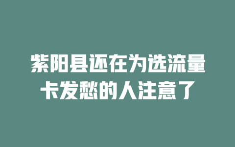 紫阳县还在为选流量卡发愁的人注意了