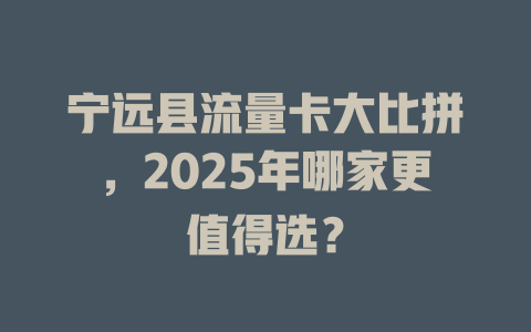 宁远县流量卡大比拼，2025年哪家更值得选？