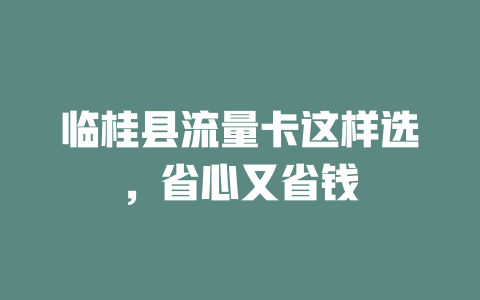 临桂县流量卡这样选，省心又省钱