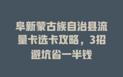 阜新蒙古族自治县流量卡选卡攻略，3招避坑省一半钱