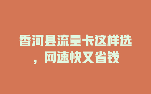 香河县流量卡这样选，网速快又省钱