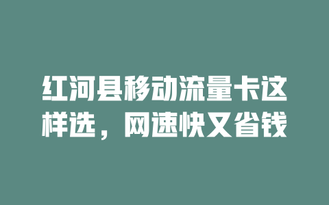 红河县移动流量卡这样选，网速快又省钱
