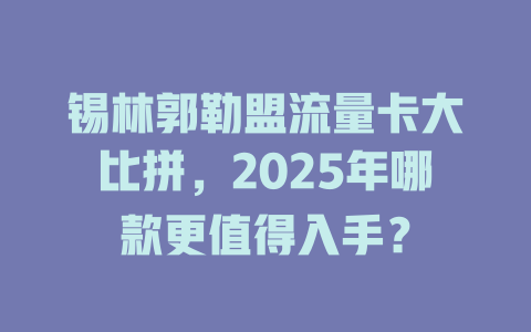 锡林郭勒盟流量卡大比拼，2025年哪款更值得入手？